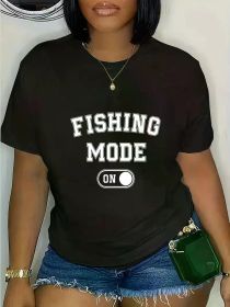 Fashion Tshirt Fishing Mode On Funny Fisher Gift Fisherman Dad Angling T-Shirt (Color: black, size: XXXL)