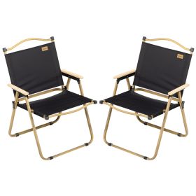 Outsunny 2 Pack Folding Camping Chair, Lightweight & Portable Beach Chairs Armchairs, Perfect for Festivals, Fishing, Picnic and Hiking, Black (Color: as Pic)